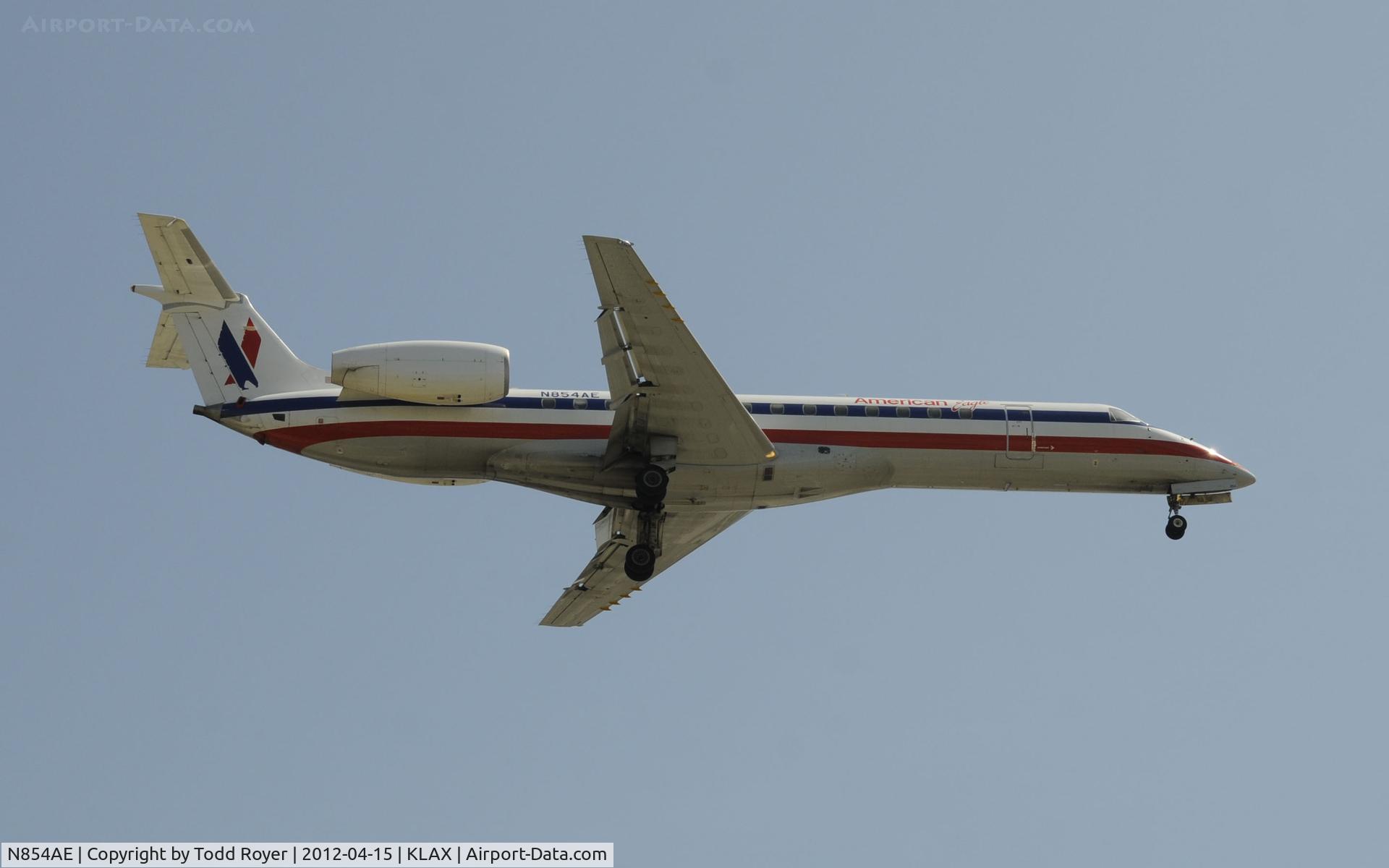N854AE, 2003 Embraer ERJ-140LR (EMB-135KL) C/N 145743, Arriving at LAX on 24R