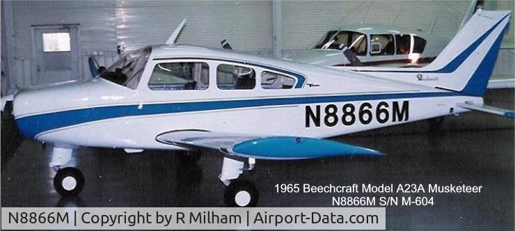 N8866M, 1964 Beech A23 C/N M-604, N8866M at Courtesy Aircraft Rockford, IL.  c.1995