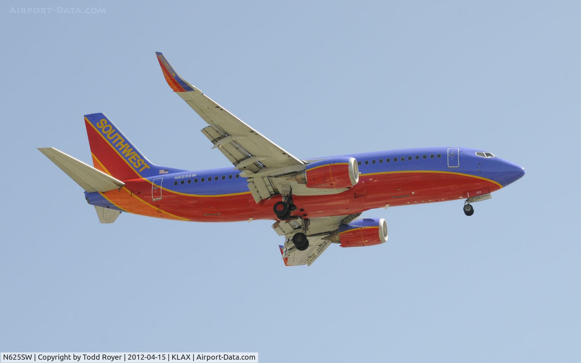 N625SW, 1996 Boeing 737-3H4 C/N 27701, Arriving at LAX on 24R
