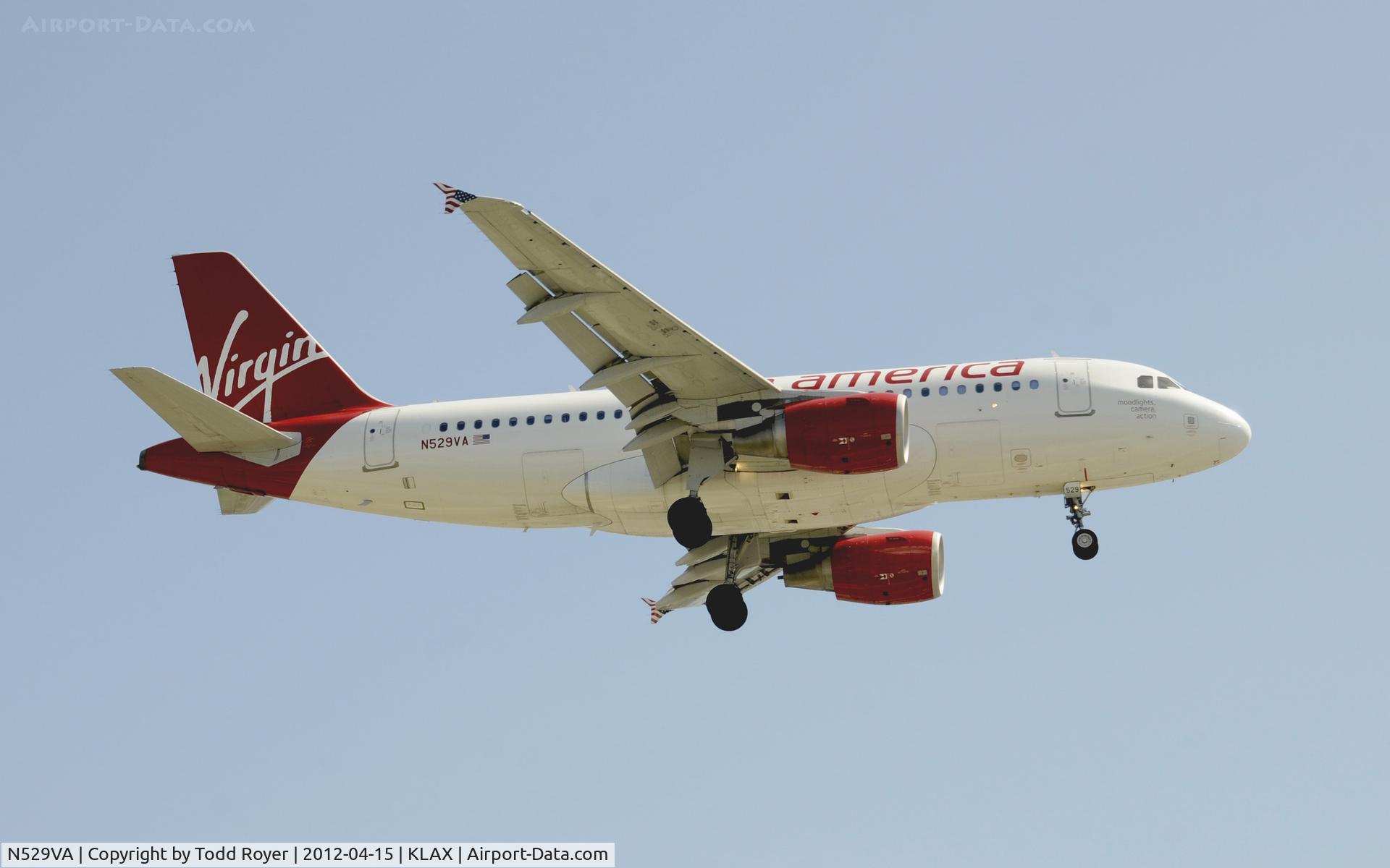 N529VA, 2008 Airbus A319-112 C/N 3684, Arriving at LAX on 24R