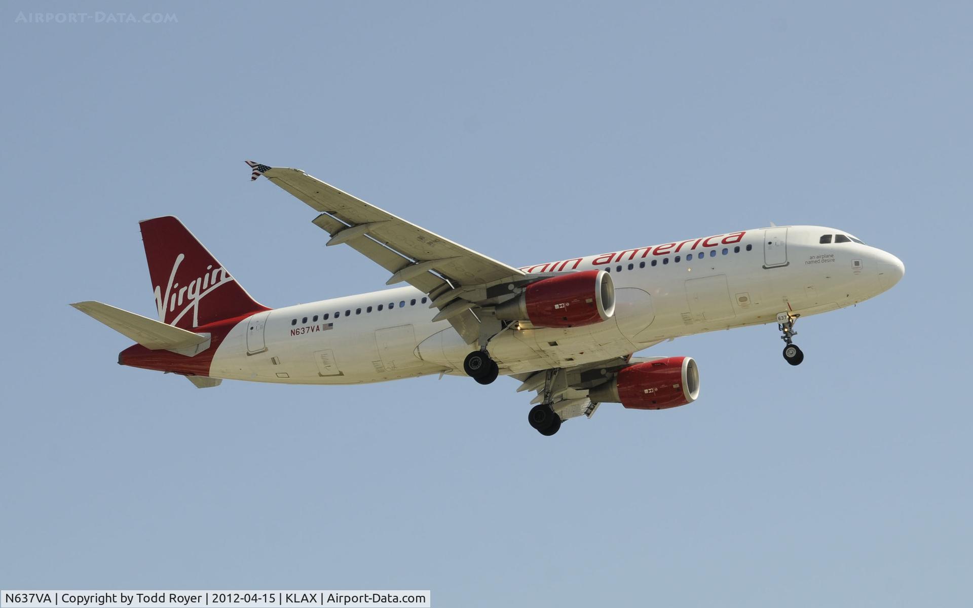 N637VA, 2008 Airbus A320-214 C/N 3465, Arriving at LAX on 24R