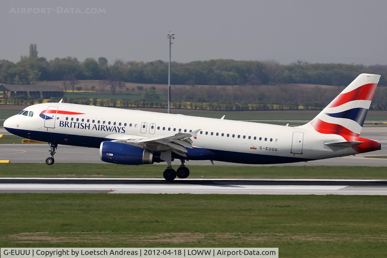 G-EUUU, 2008 Airbus A320-232 C/N 3351, BA696 London LHR to Vienna