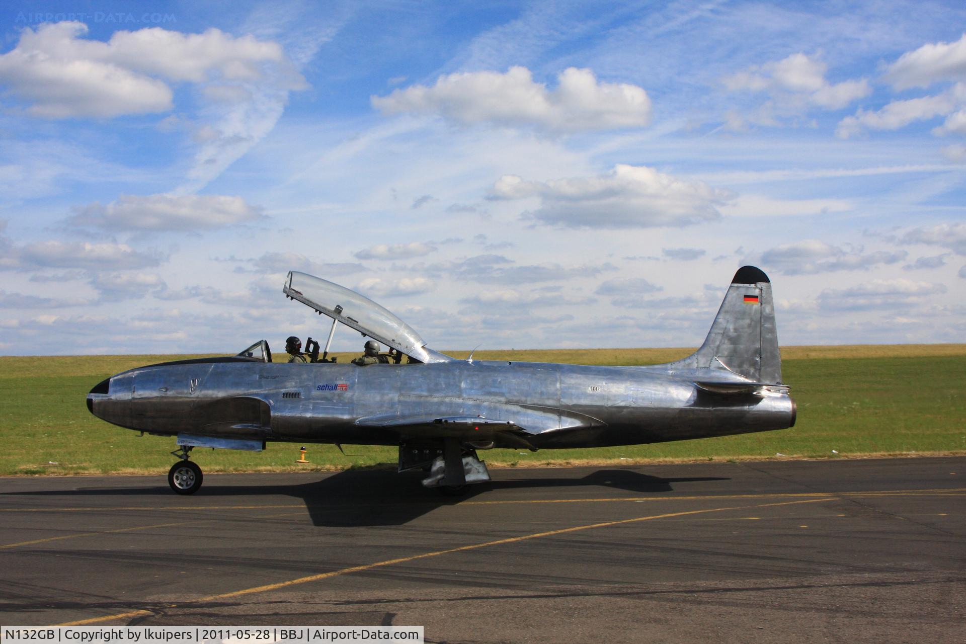N132GB, Lockheed T-33A C/N GNB6861998, The T-33 taxis to an evening display at the Eaviation Expo Europe in Bitburg on 28-5-2011. One day later the plane made an emergency landing on a field nearby