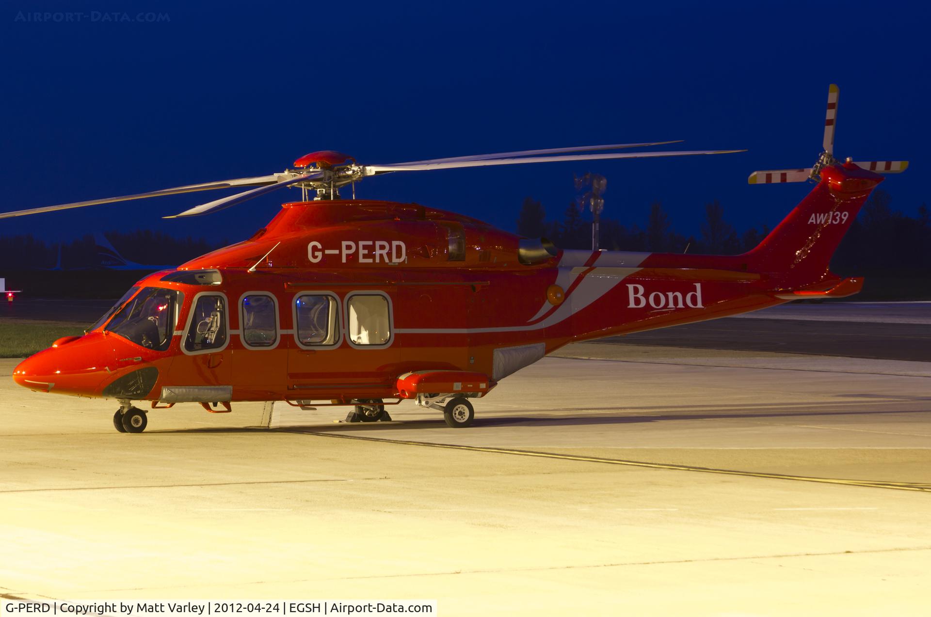 G-PERD, 2012 AgustaWestland AW-139 C/N 41270, Fresh out of spray in Bond Livery.