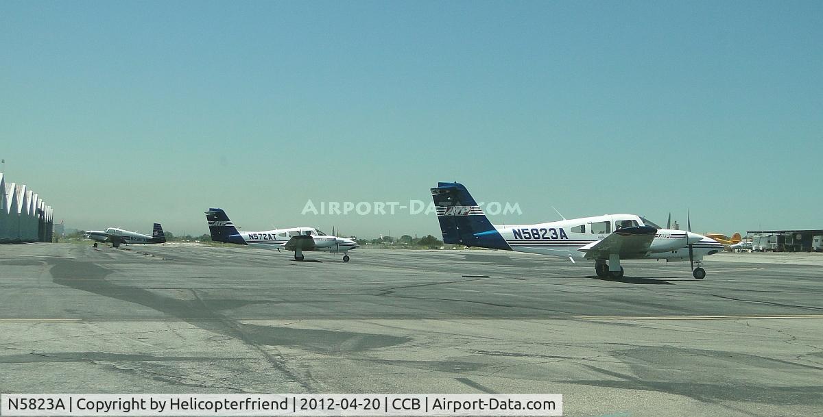 N5823A, 2008 Piper PA-44-180 Seminole C/N 4496260, N5823A and N572AT, have just turned around and are preparing to taxi to the runway