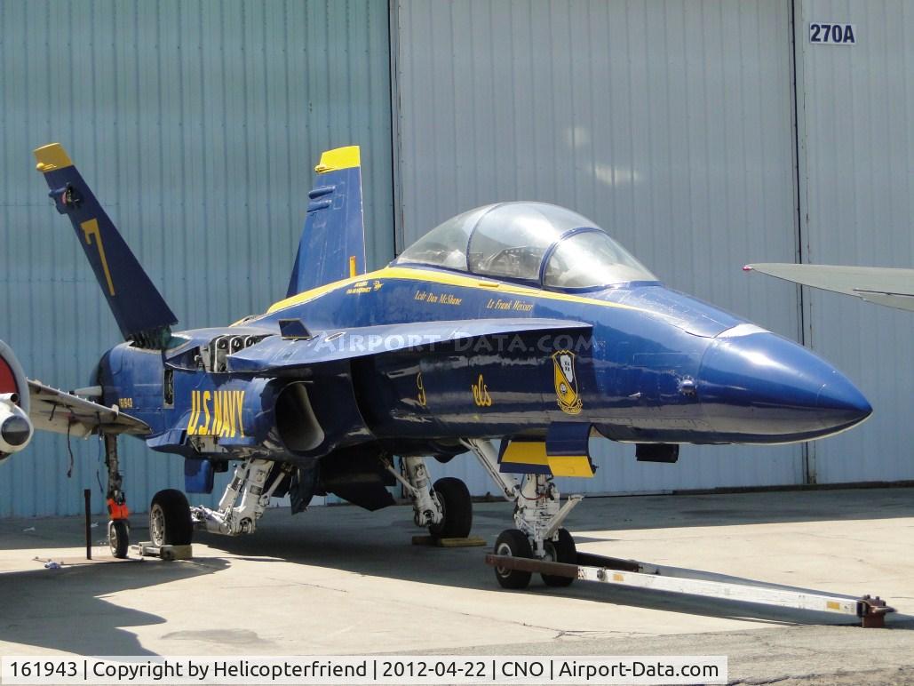 161943, McDonnell Douglas F/A-18B Hornet C/N 0150, Port side of ship parked behind Yank's Air Museum, wings have not been replaced