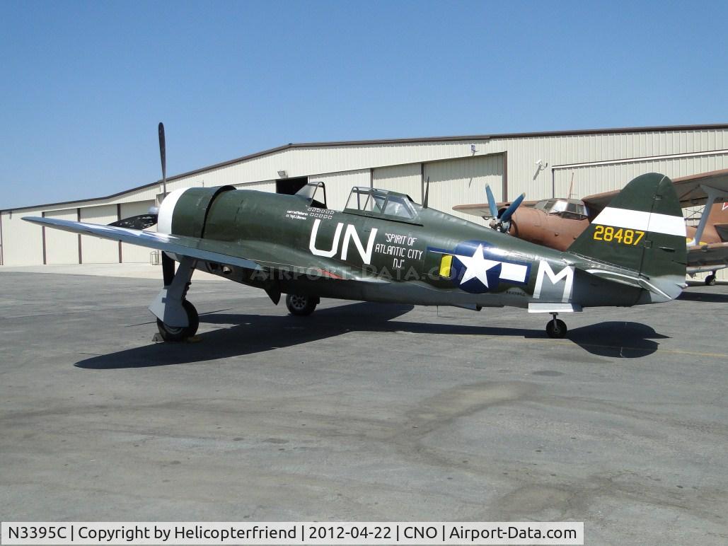 N3395C, 1955 Beech F35 Bonanza C/N D-4062, Parked out in the sun behind Planes of Fame museum