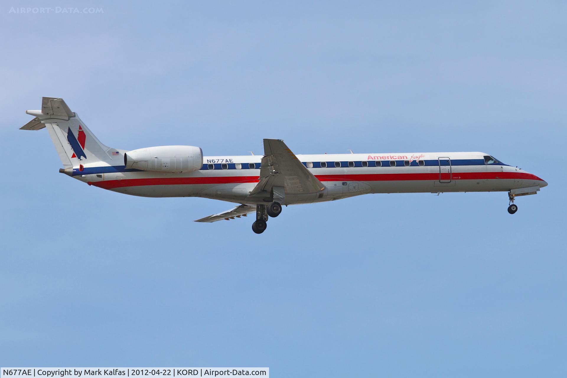 N677AE, 2004 Embraer ERJ-145LR (EMB-145LR) C/N 14500810, American Eagle EMB-145LR, EGF4247 arriving from Buffalo - Niagara Intl./KBUF, RWY 10 approach KORD.