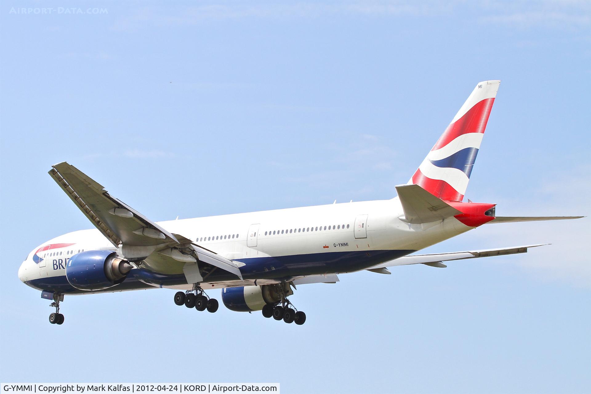 G-YMMI, 2000 Boeing 777-236 C/N 30310, British Airways Boeing 777-236, BAW295 arriving from  London Heathrow/EGLL, RWY 28 approach KORD.