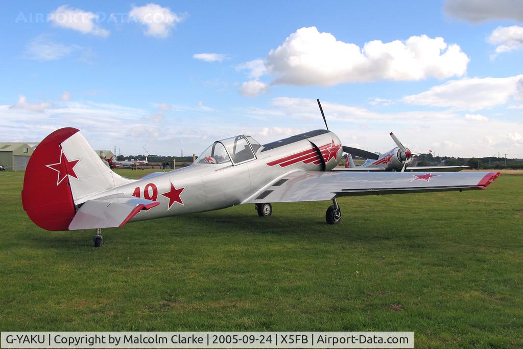 G-YAKU, 1982 Yakovlev Yak-50 C/N 822305, Yakovlev YAK-50, Fishburn Airfield, September 2005.