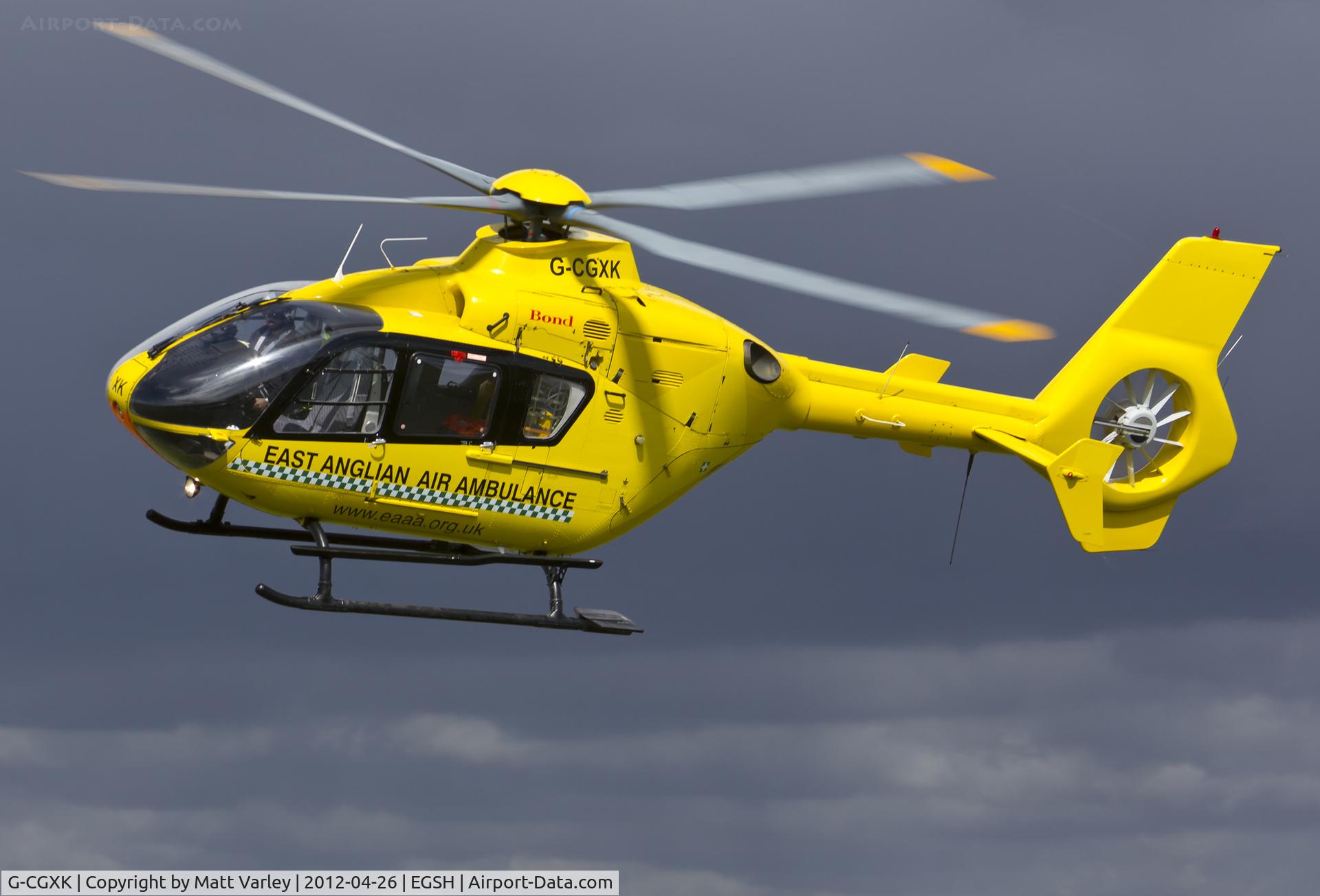 G-CGXK, 1998 Eurocopter EC-135T-1 C/N 0044, Departing EGSH.