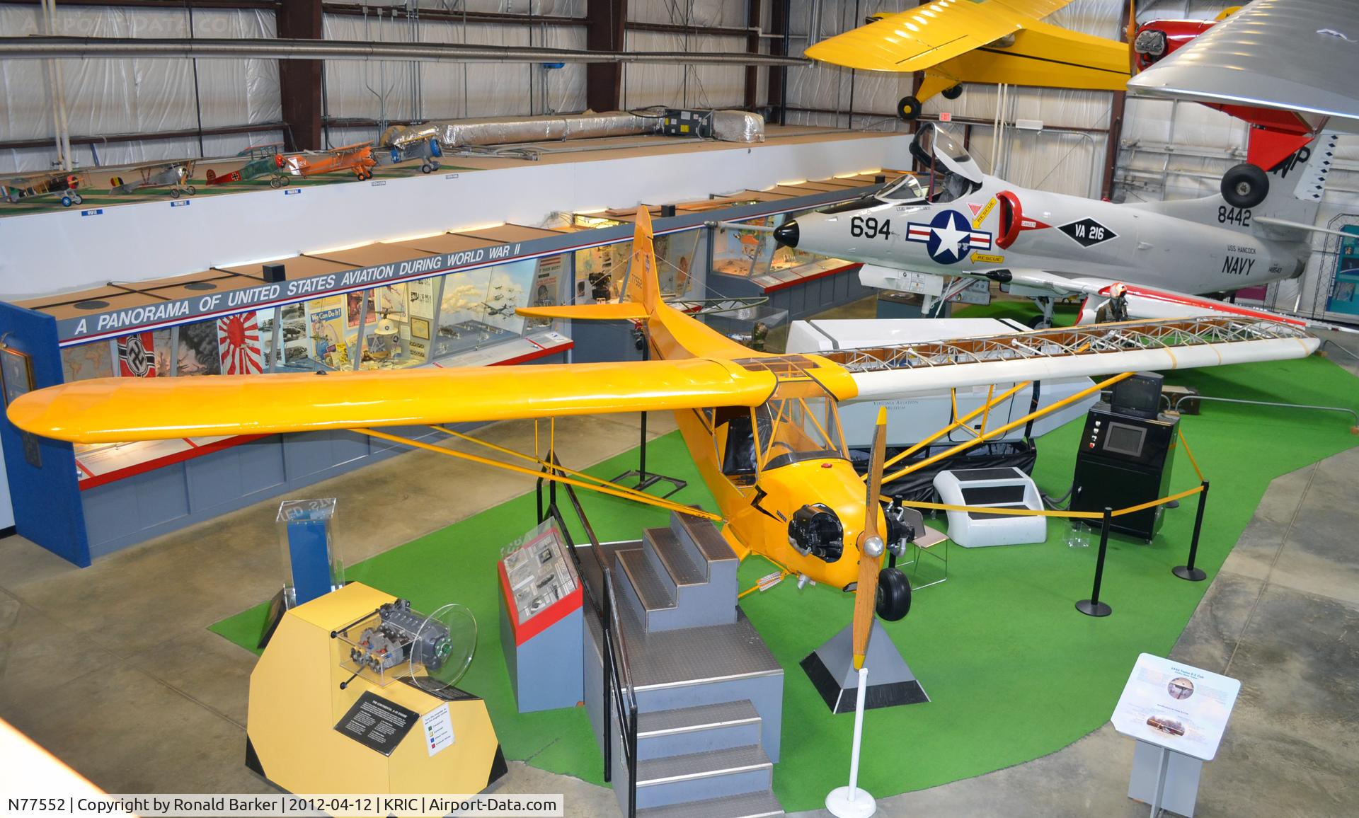 N77552, Piper J3C-65 Cub Cub C/N 22043, VA Aviation Museum