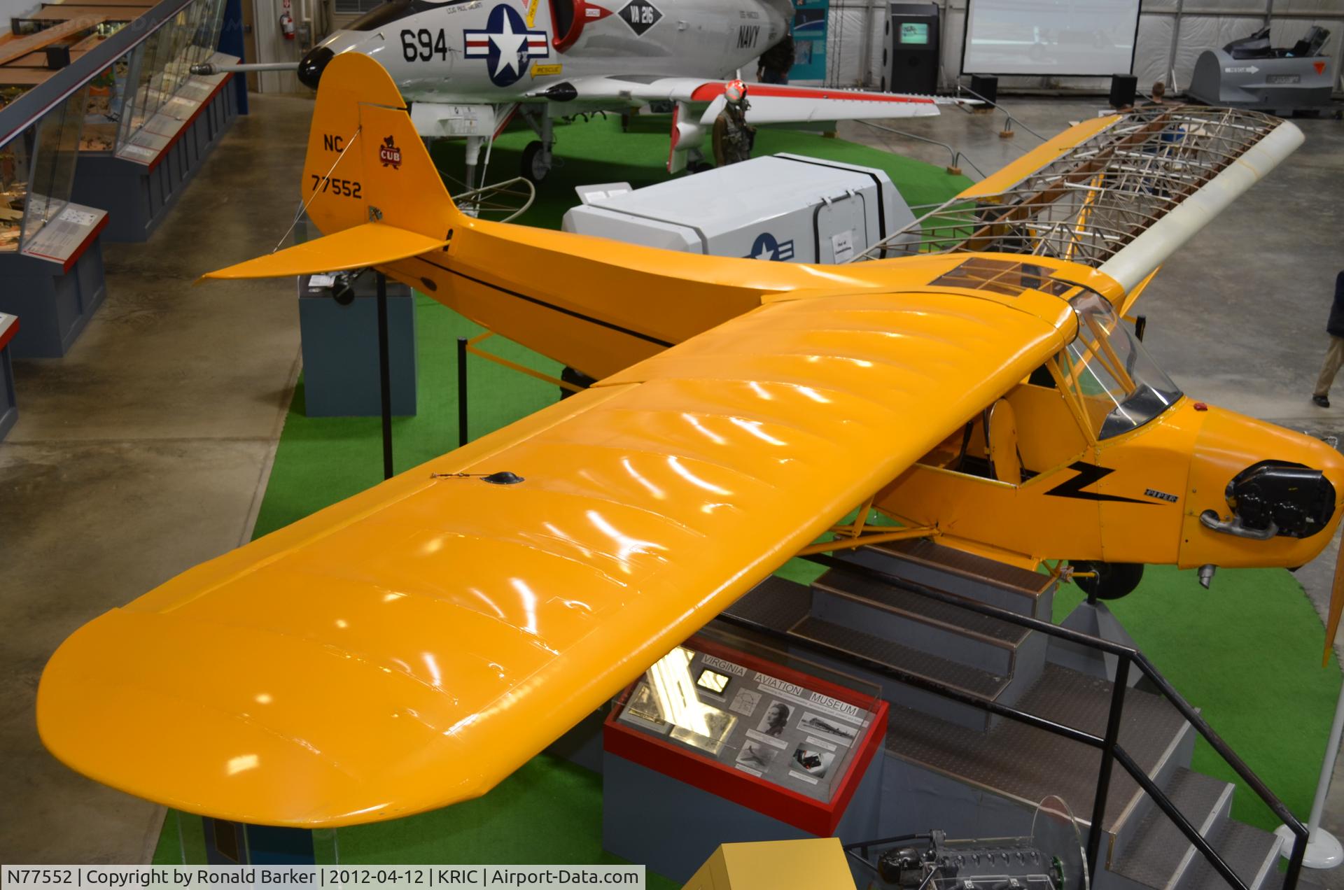 N77552, Piper J3C-65 Cub Cub C/N 22043, VA Aviation Museum