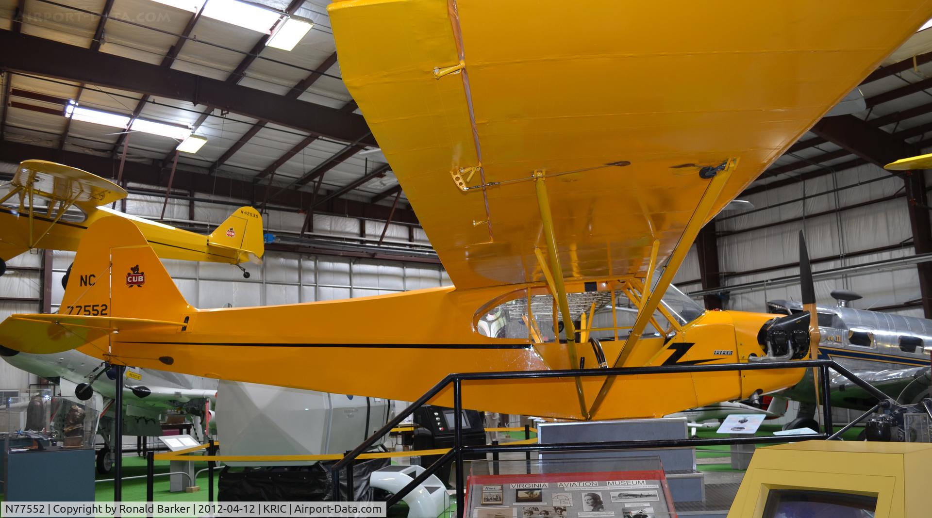 N77552, Piper J3C-65 Cub Cub C/N 22043, VA Aviation Museum