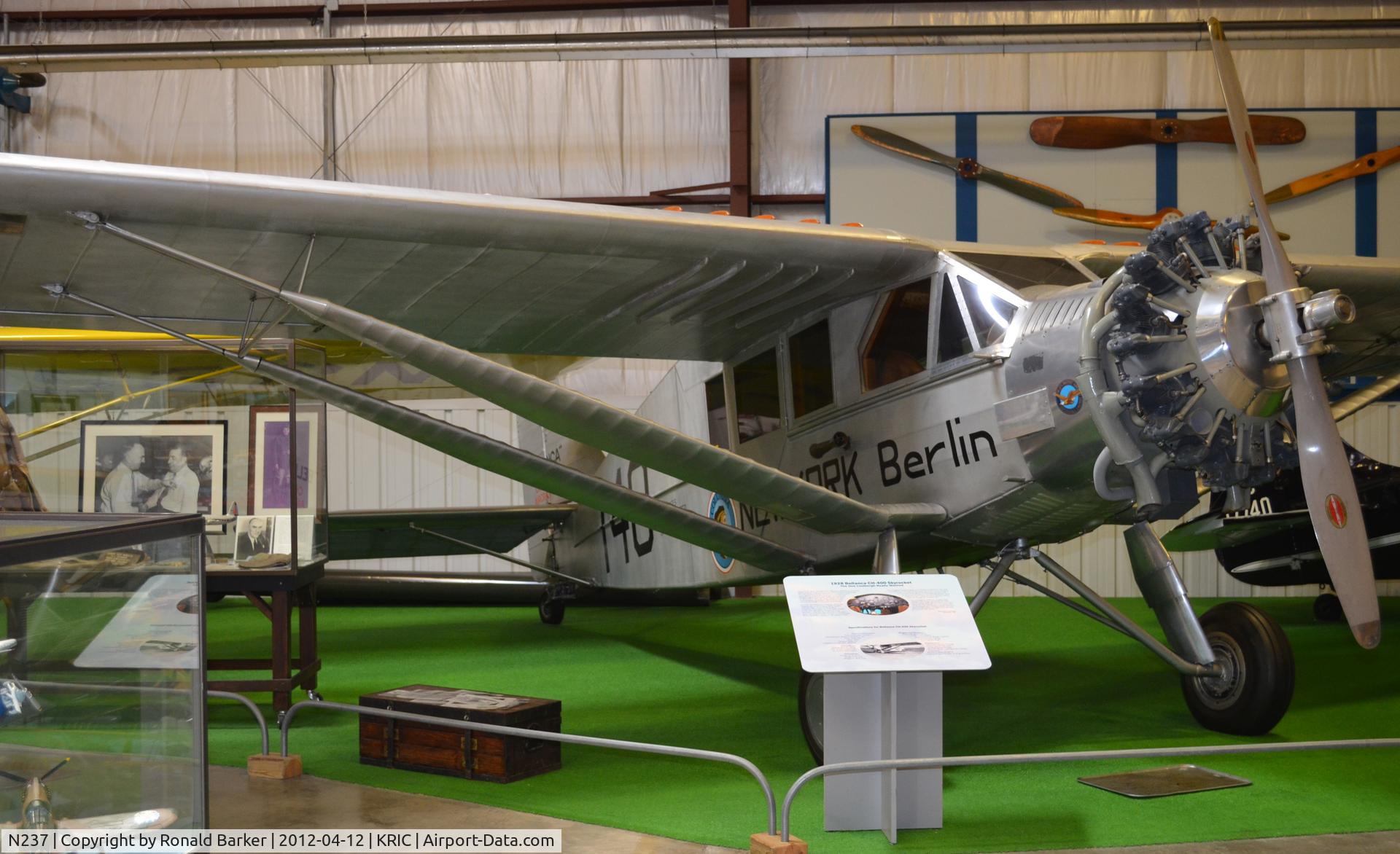 N237, 1928 Bellanca CH-400 Skyrocket C/N 187, VA Aviation Museum
