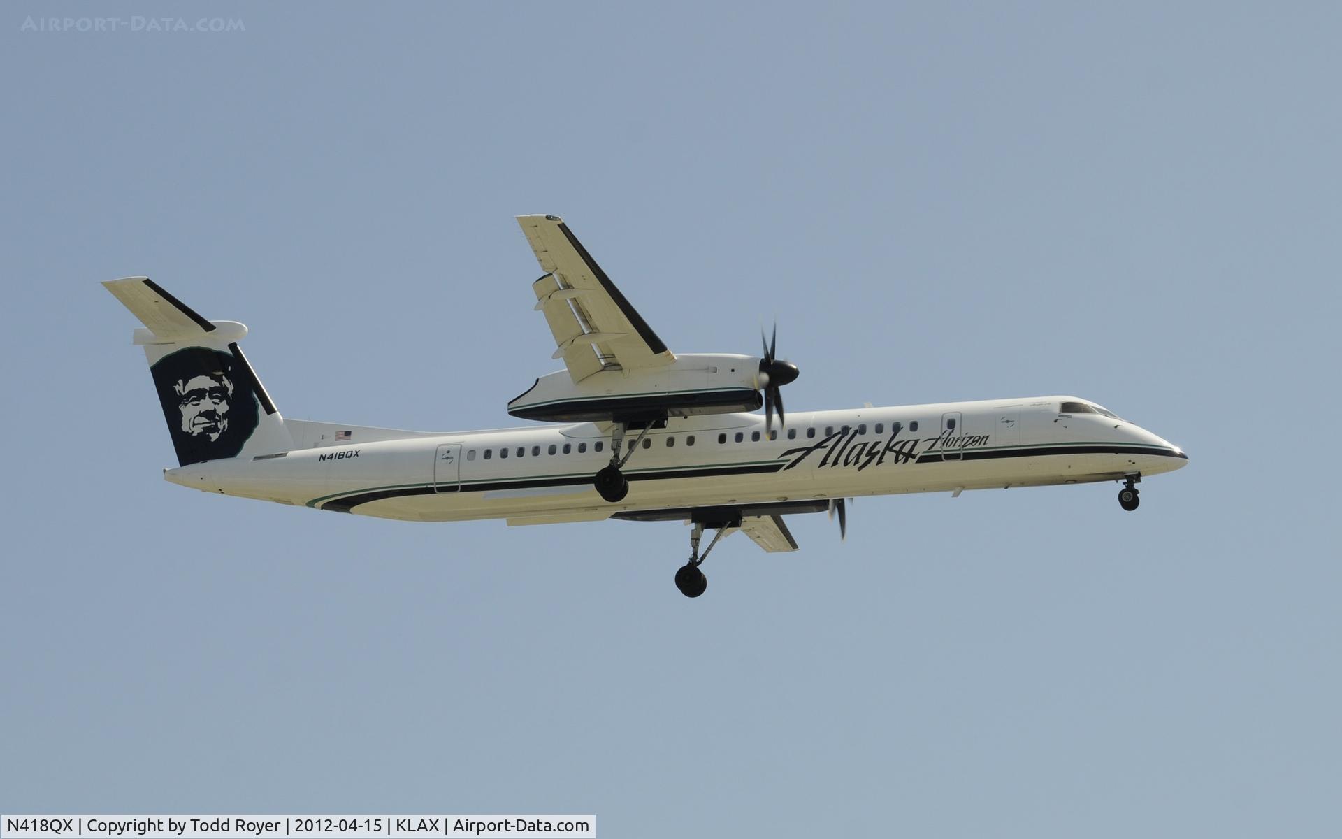 N418QX, 2007 Bombardier DHC-8-402 Dash 8 C/N 4143, Arriving at LAX on 24R