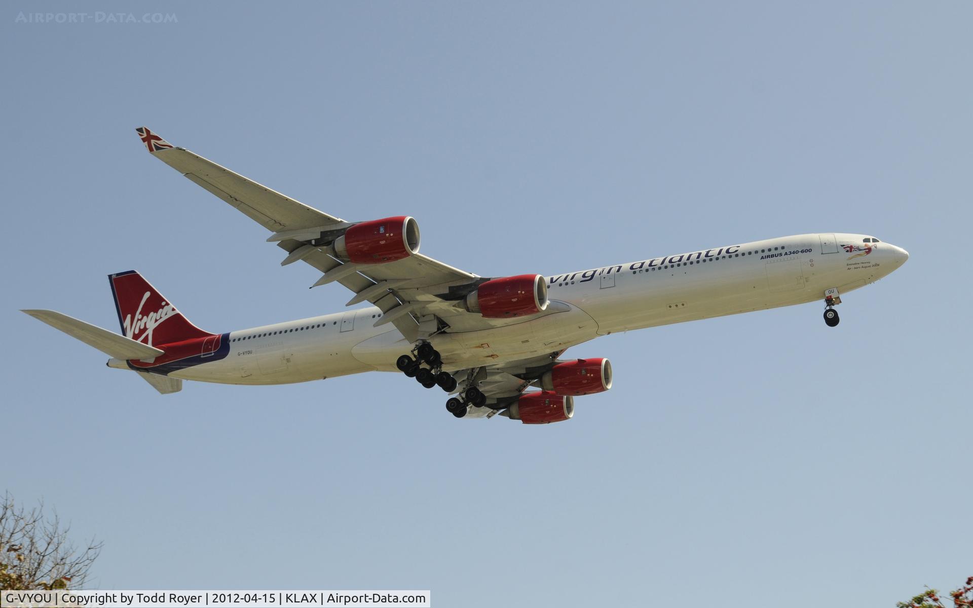 G-VYOU, 2006 Airbus A340-642 C/N 765, Arriving at LAX on 24R