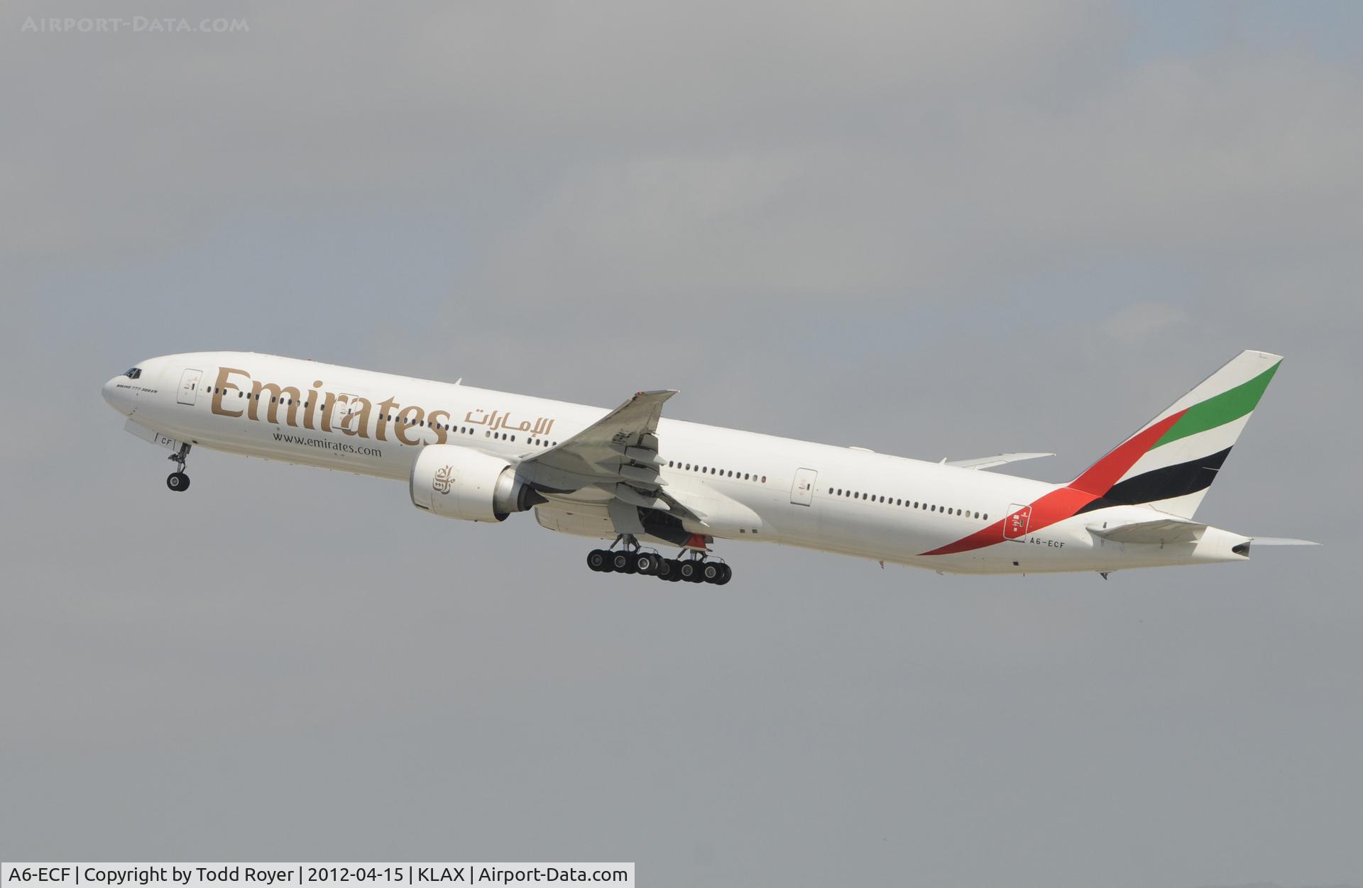 A6-ECF, 2007 Boeing 777-36H/ER C/N 35574, Departing LAX on 25R