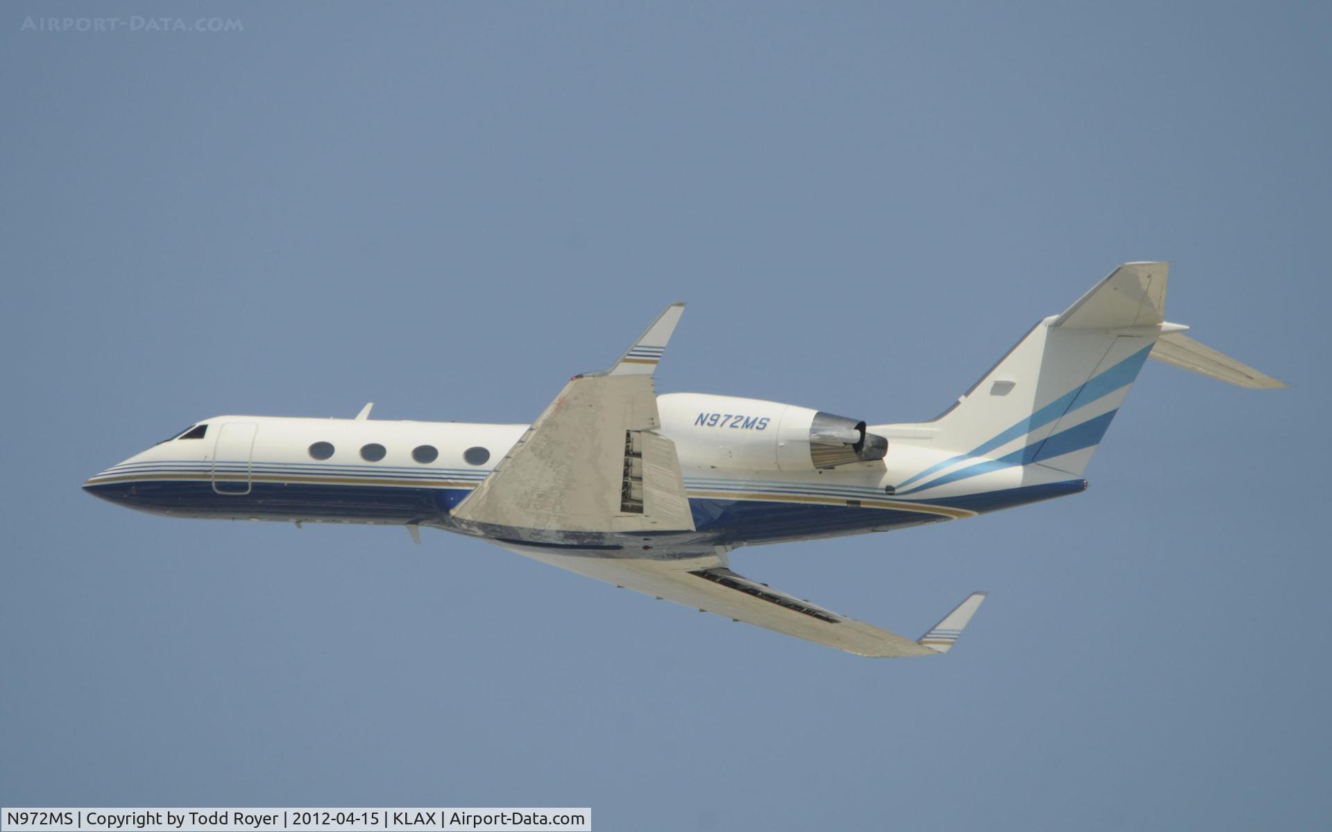 N972MS, 1996 Gulfstream Aerospace G-IV C/N 1285, Departing LAX on 25L