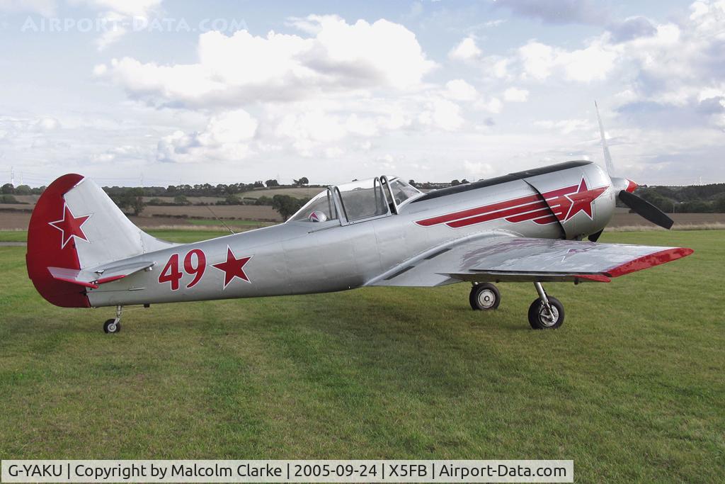 G-YAKU, 1982 Yakovlev Yak-50 C/N 822305, Yakovlev Yak-50, Fishburn Airfield, September 2005.