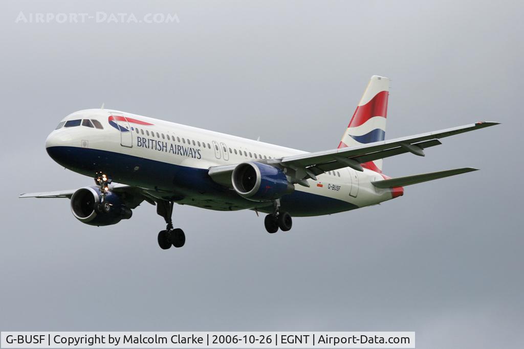 G-BUSF, 1989 Airbus A320-111 C/N 018, Airbus A320-111, Newcastle Airport, October 2006.
