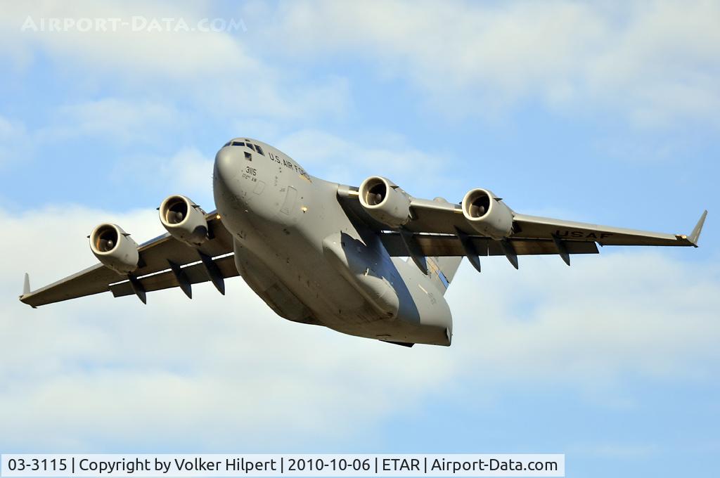03-3115, 2003 Boeing C-17A Globemaster III C/N R-115, departing Ramstein