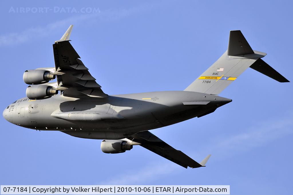 07-7184, 2007 Boeing C-17A Globemaster III C/N 50202/F201/P184, departing Ramstein AFB