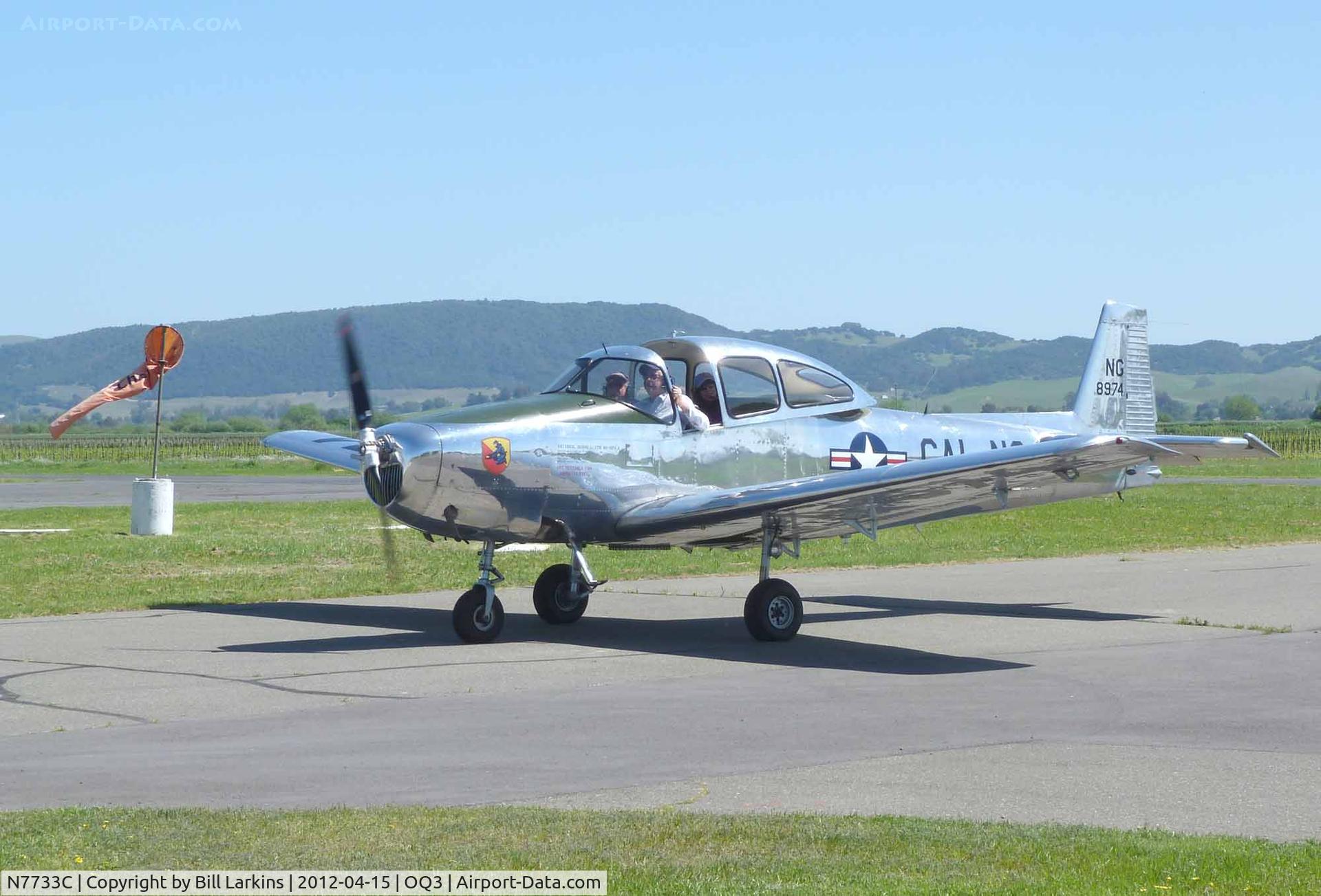 N7733C, 1948 Ryan Navion L-17B C/N NAV-4-1680, Arriving at Schellville.