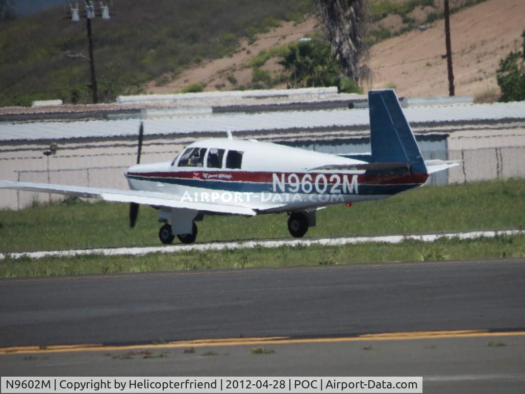 N9602M, 1966 Mooney M20F Executive C/N 670179, Rolling out after landing