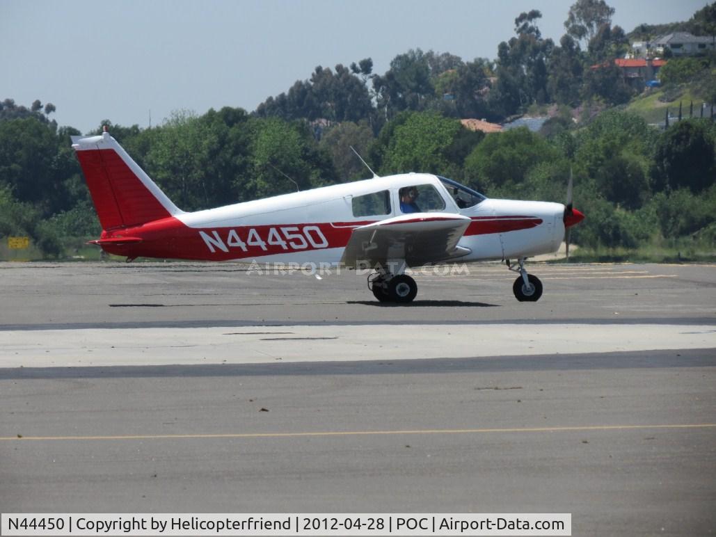 N44450, 1974 Piper PA-28-140 Cherokee Cruiser C/N 28-7425412, Taxiing out of transient parking and waiting at taxiway Sierra