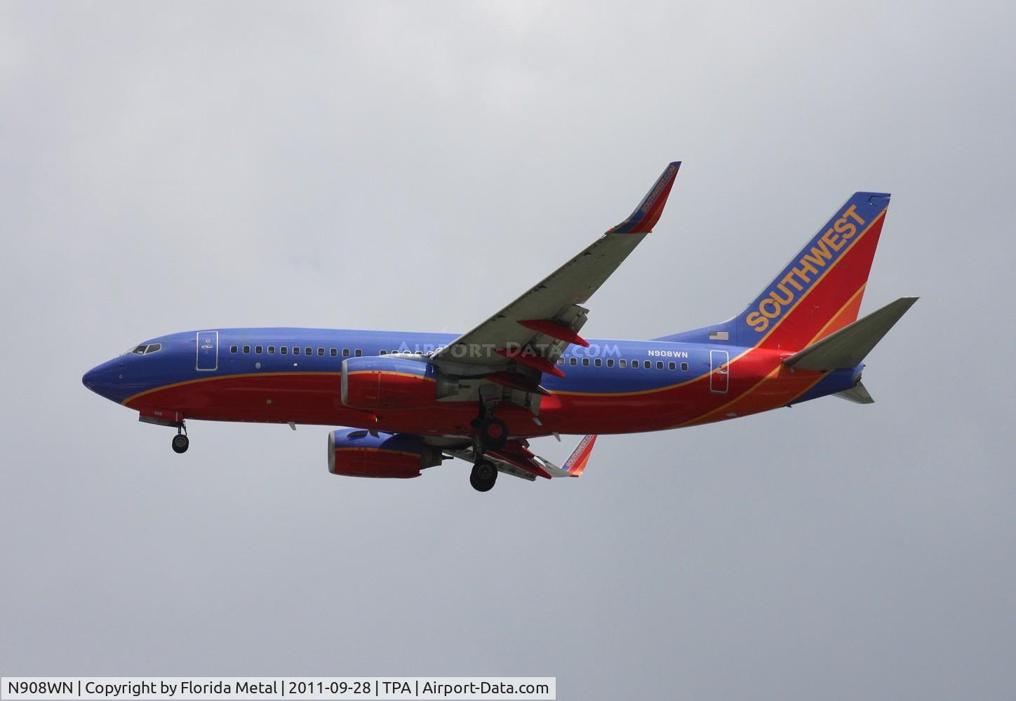 N908WN, 2008 Boeing 737-7H4 C/N 36620, Southwest 737