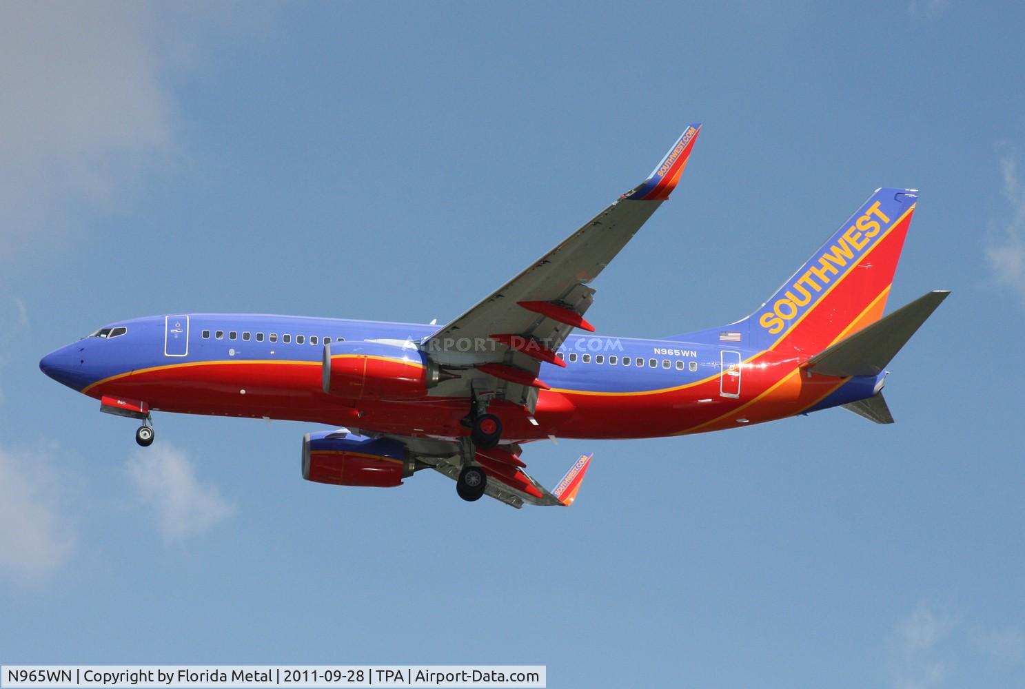 N965WN, 2011 Boeing 737-7H4 C/N 36677, Southwest 737