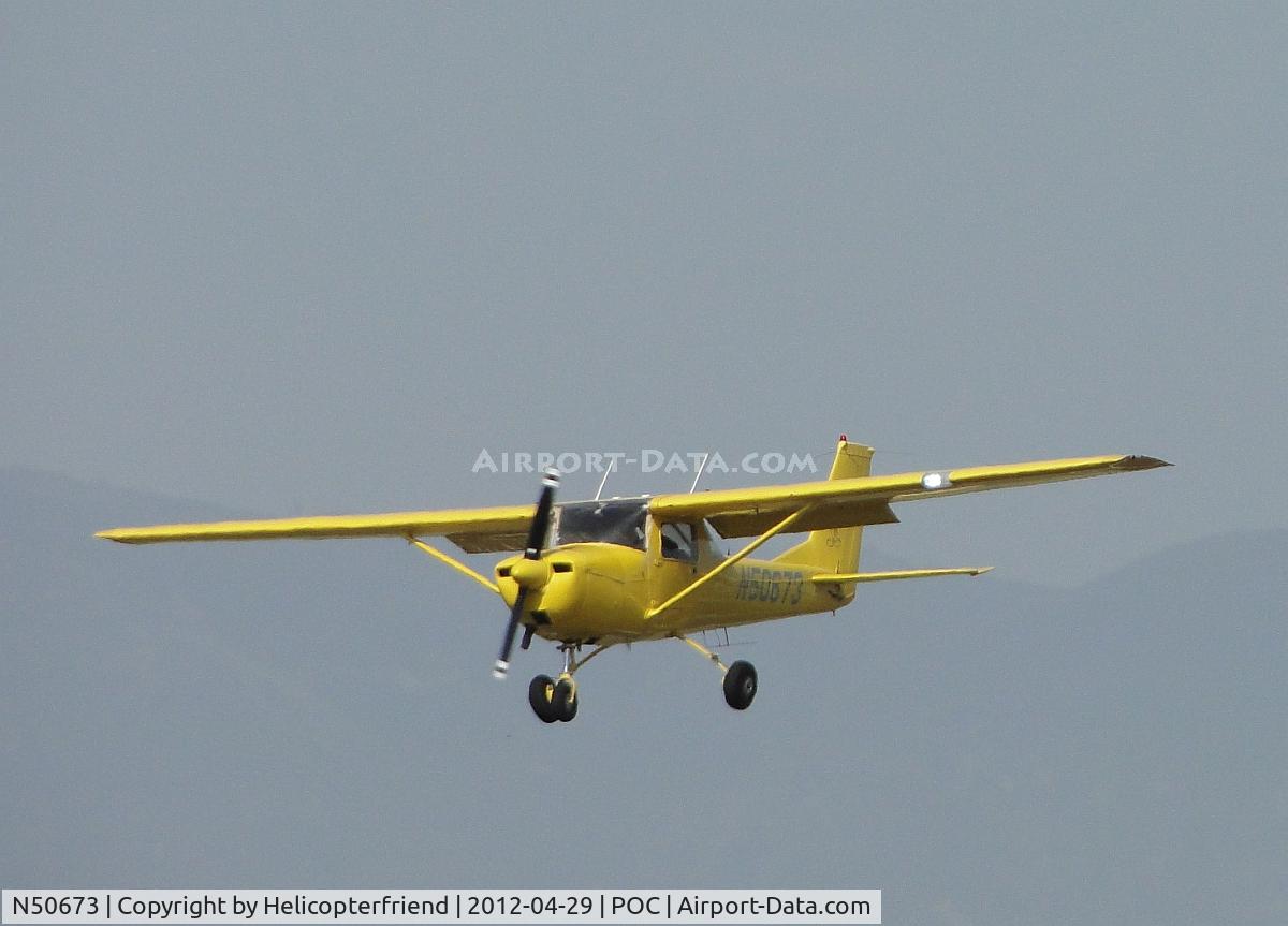 N50673, 1968 Cessna 150J C/N 15069477, Tweety Bird on final for 26L