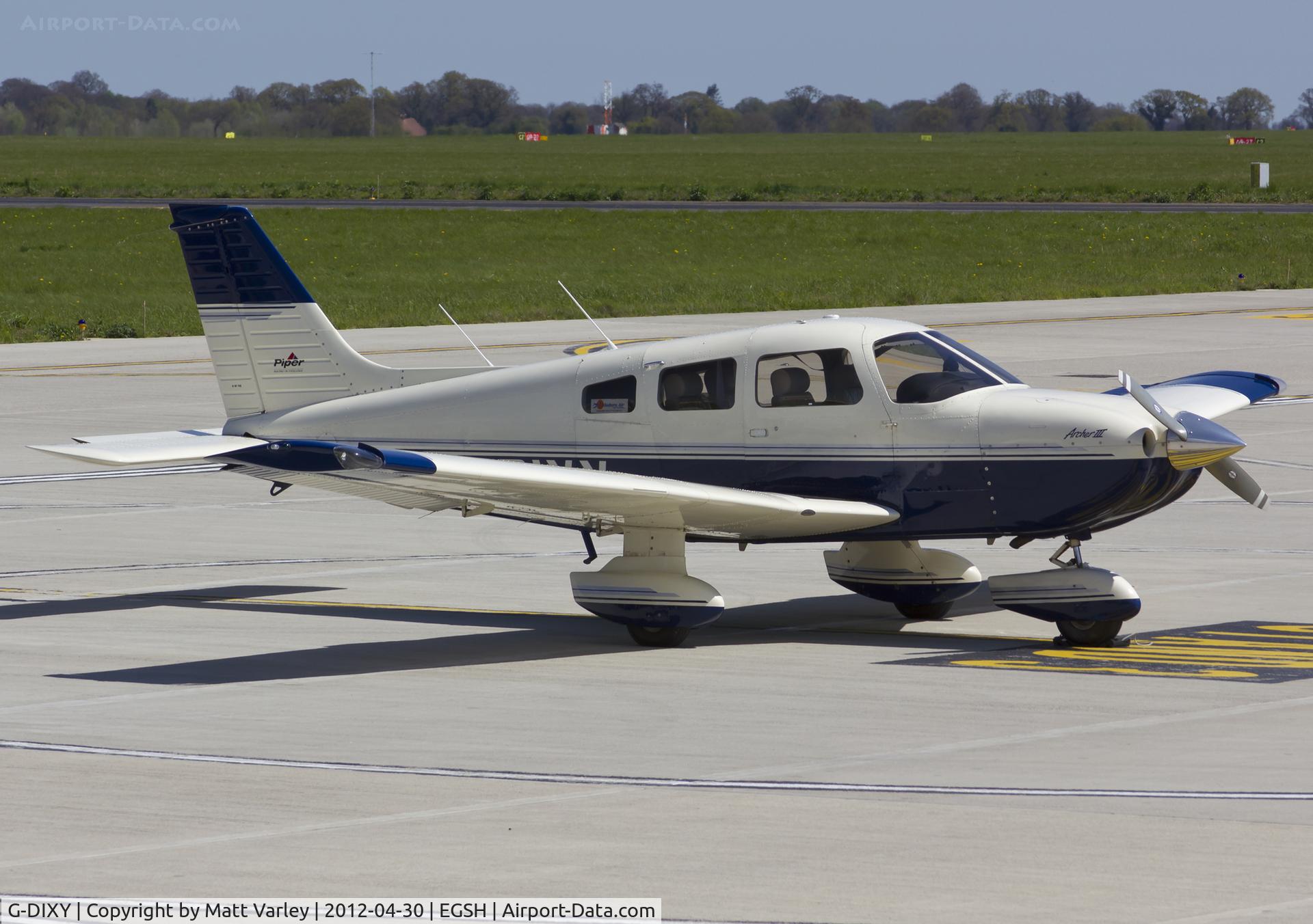 G-DIXY, 1998 Piper PA-28-181 Cherokee Archer III C/N 28-43195, Sat on stand at SaxonAir.