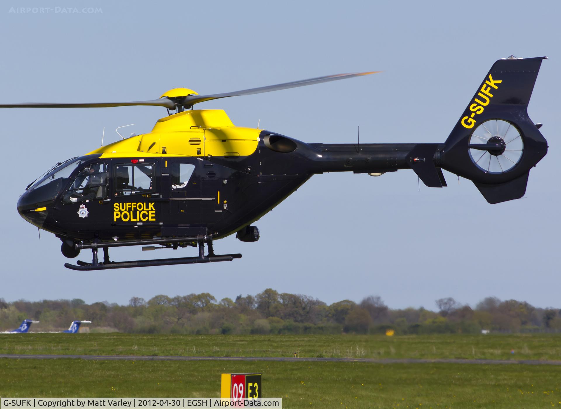G-SUFK, 2008 Eurocopter EC-135P-2+ C/N 0730, Departing EGSH.