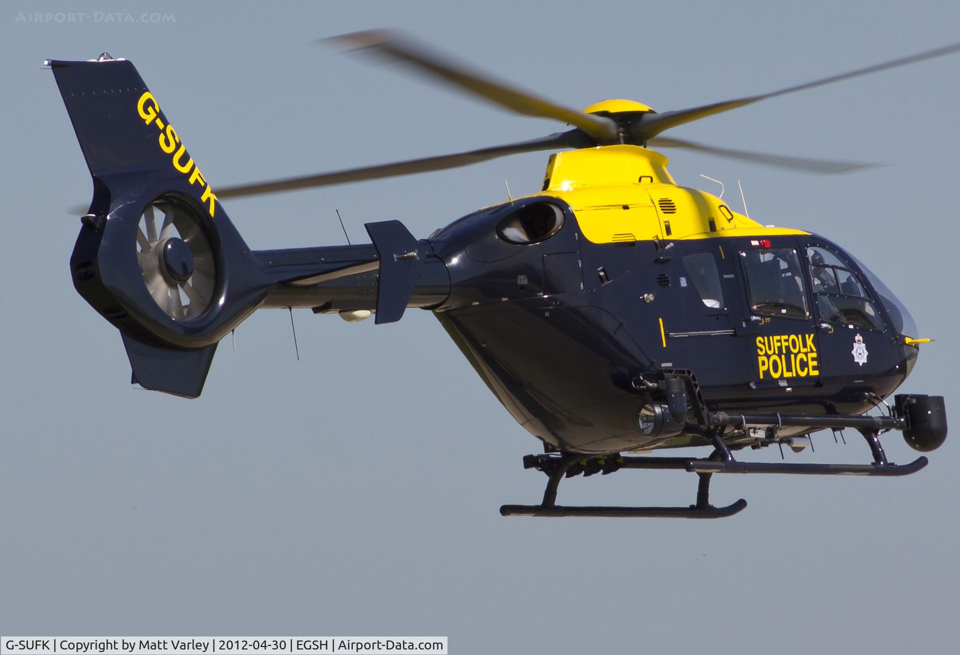 G-SUFK, 2008 Eurocopter EC-135P-2+ C/N 0730, Arriving at EGSH.