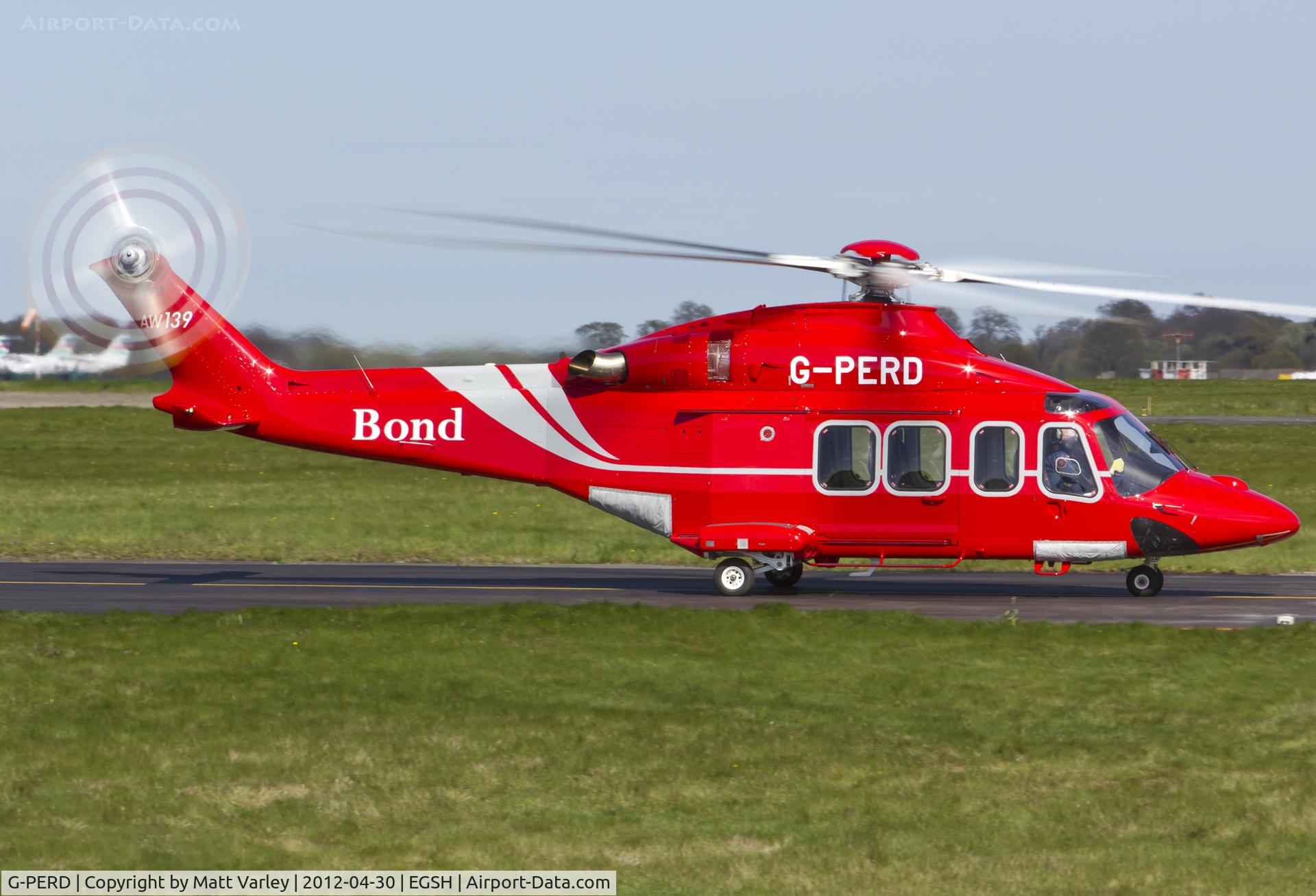 G-PERD, 2012 AgustaWestland AW-139 C/N 41270, Arriving at EGSH after a training flight.