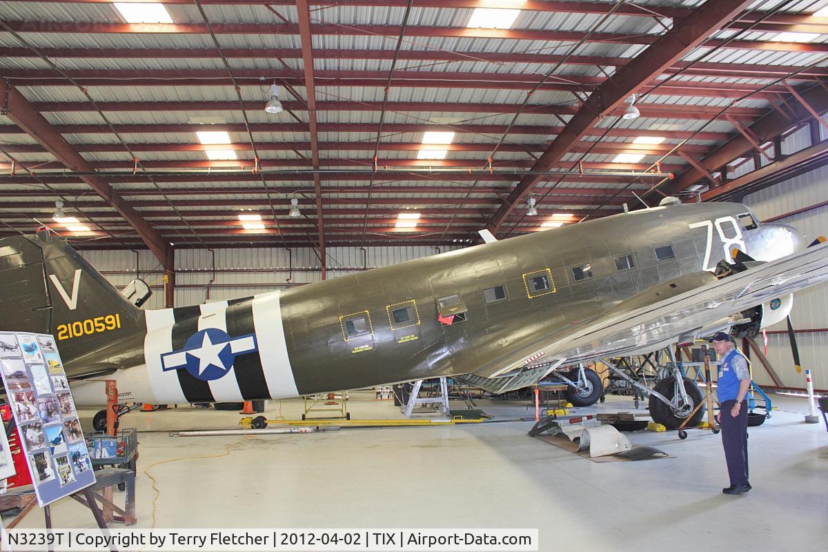 N3239T, 1943 Douglas DC3C-S1C3G (C-47A-65-DL) C/N 19054, At Valiant Air Command Air Museum, Space Coast Regional  Airport (North East Side), Titusville, Florida