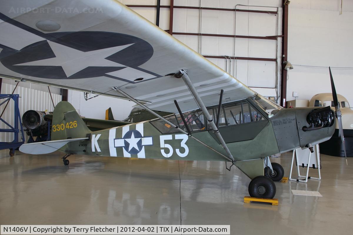 N1406V, 1944 Piper L-4J Grasshopper (J3C-65D) C/N 12891, At Valiant Air Command Air Museum, Space Coast Regional  Airport (North East Side), Titusville, Florida