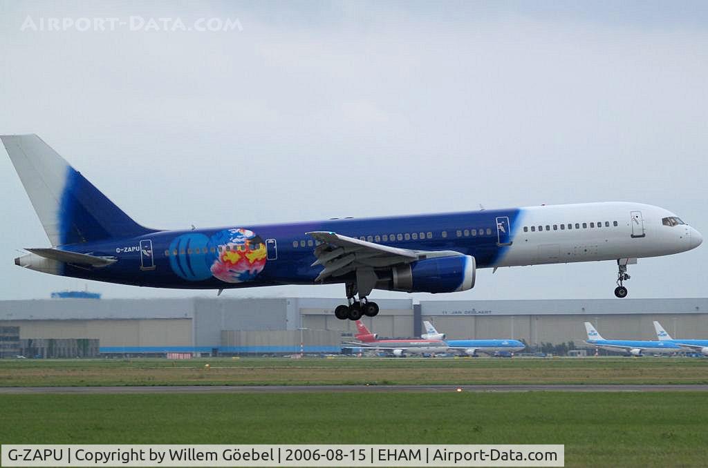 G-ZAPU, 1992 Boeing 757-2Y0/F C/N 26151, Landing on runway R36 of Amsterdam Airport