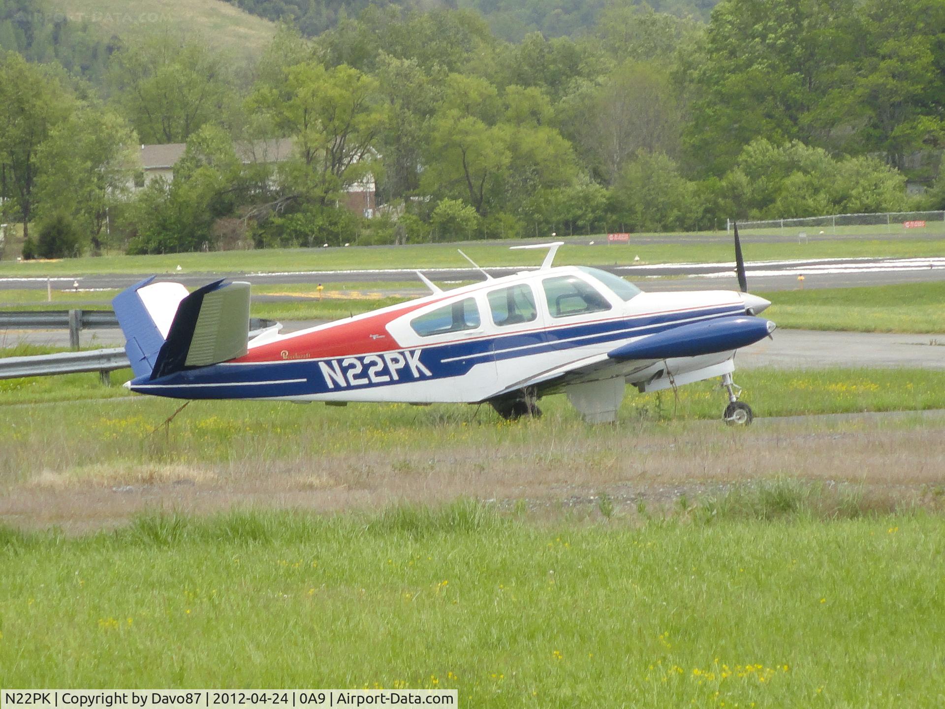 N22PK, 1967 Beech V35A Bonanza C/N D-8647, Parkedt at Elizabethton Airport on April 24, 2012.