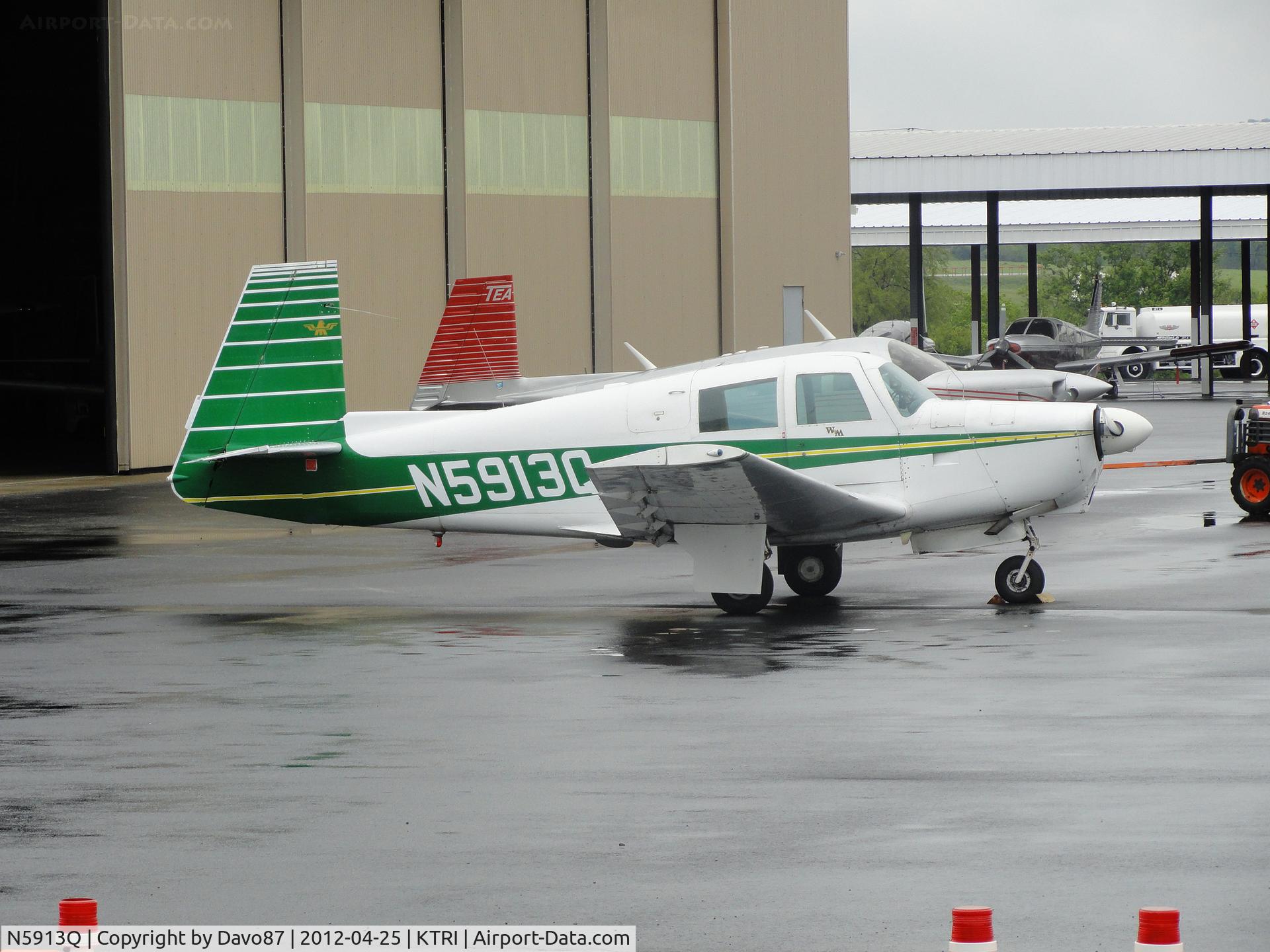 N5913Q, 1965 Mooney M20C Ranger C/N 3165, Parked at Tri-Cities Airport on April, 25, 2012.