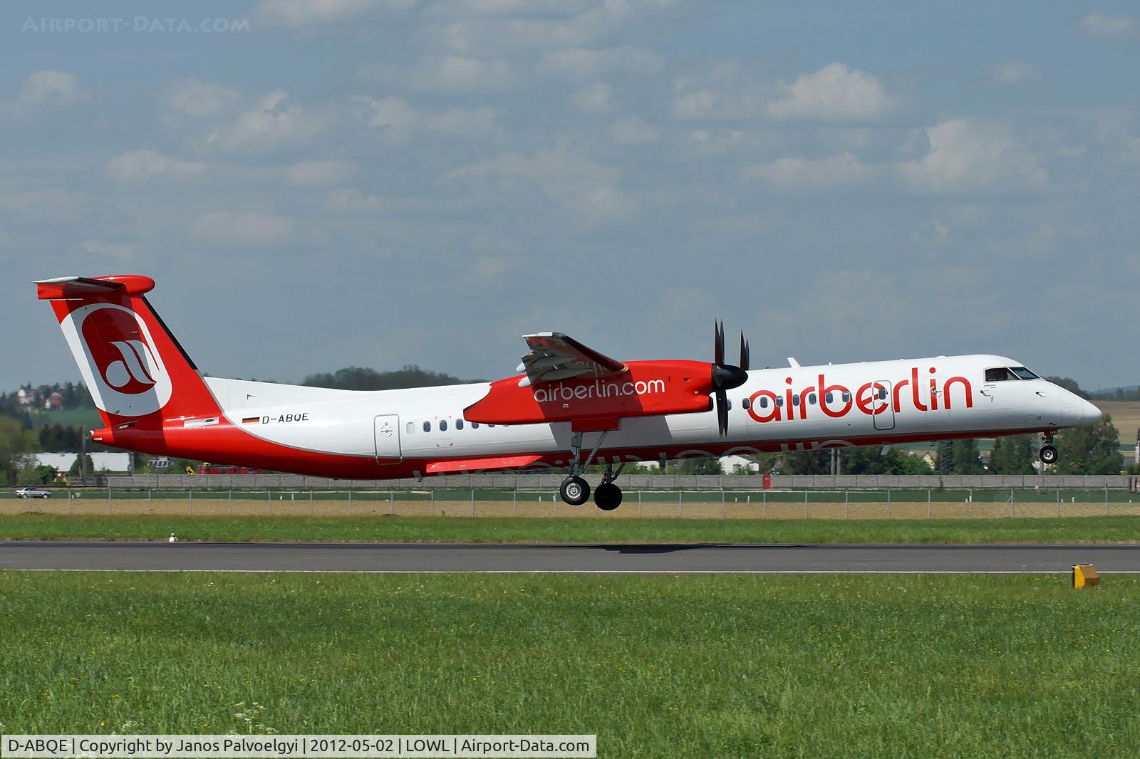 D-ABQE, 2009 De Havilland Canada DHC-8-402Q Dash 8 C/N 4239, Air Berlin De Havilland Canada DHC-8-402Q Dash 8 landing in LOWL/LNZ