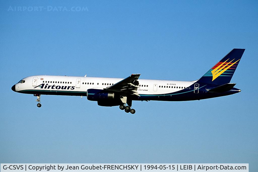 G-CSVS, 1992 Boeing 757-236 C/N 25620, Airtours landing from Liverpool