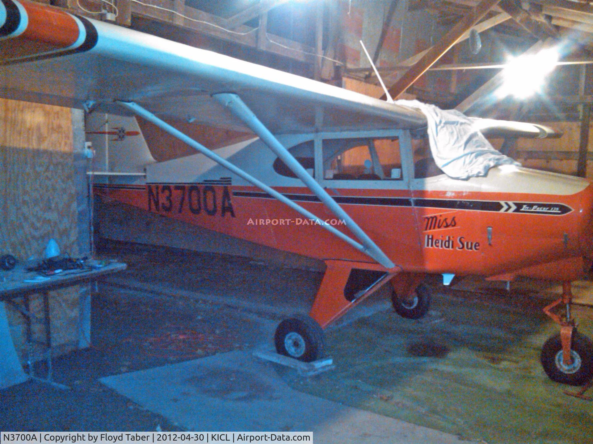 N3700A, 1953 Piper PA-22-135 Tri-Pacer C/N 22-1942, Sitting in the hangar at its new home in Clarinda