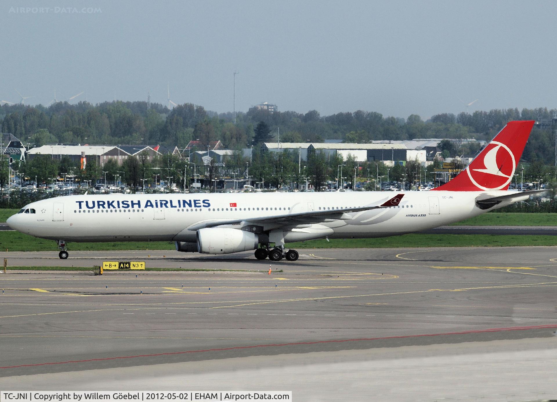 TC-JNI, 2010 Airbus A330-343X C/N 1160, Taxi to the gate after landing on runway R36 of Amsterdam Airport