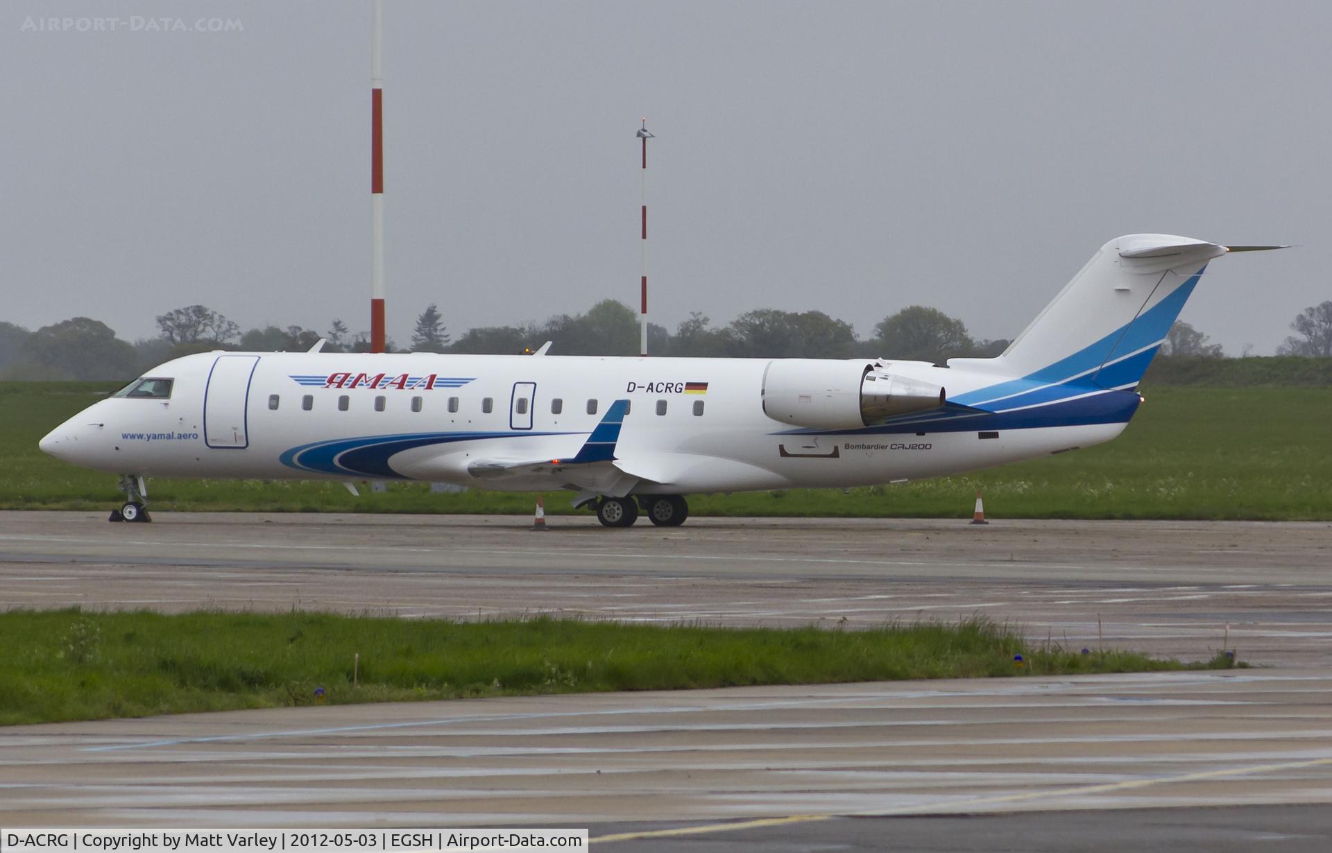 D-ACRG, 2002 Bombardier CRJ-200ER (CL-600-2B19) C/N 7630, Sat on stand 8 in full Yamal C/S.