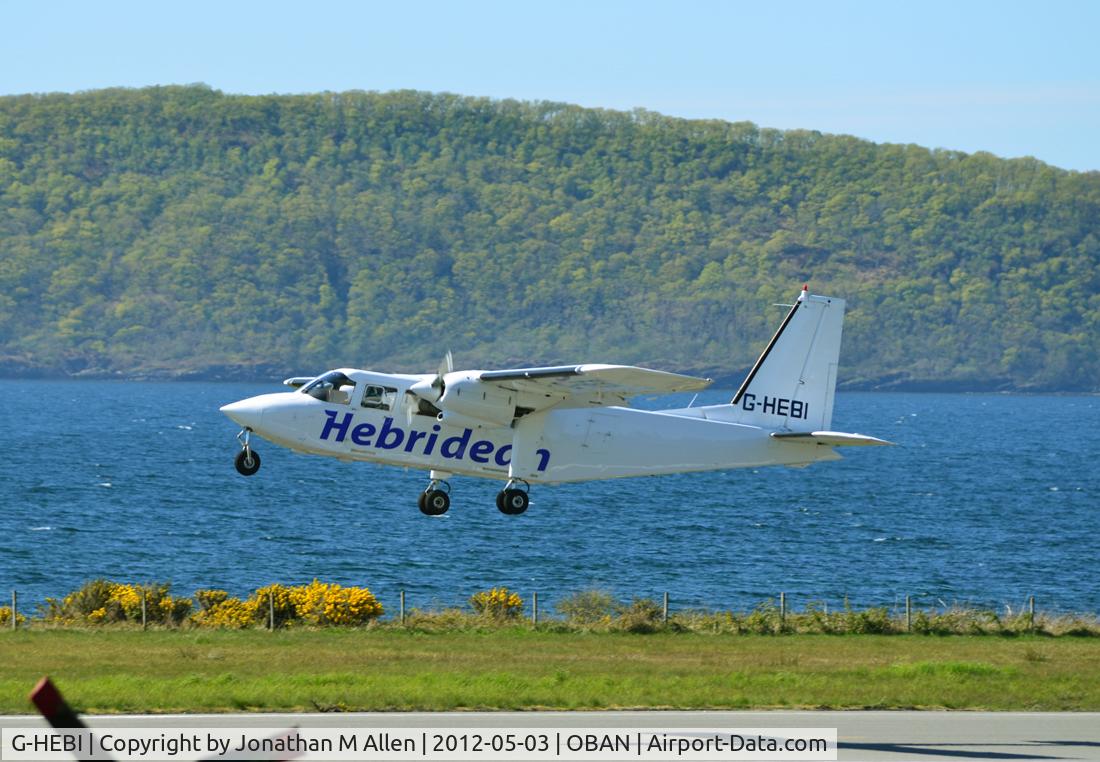 G-HEBI, 1991 Pilatus Britten-Norman BN-2B-20 Islander C/N 2240, Hebridean Airways 15.10 flight to Colonsay departs from Oban (Connel) airport.