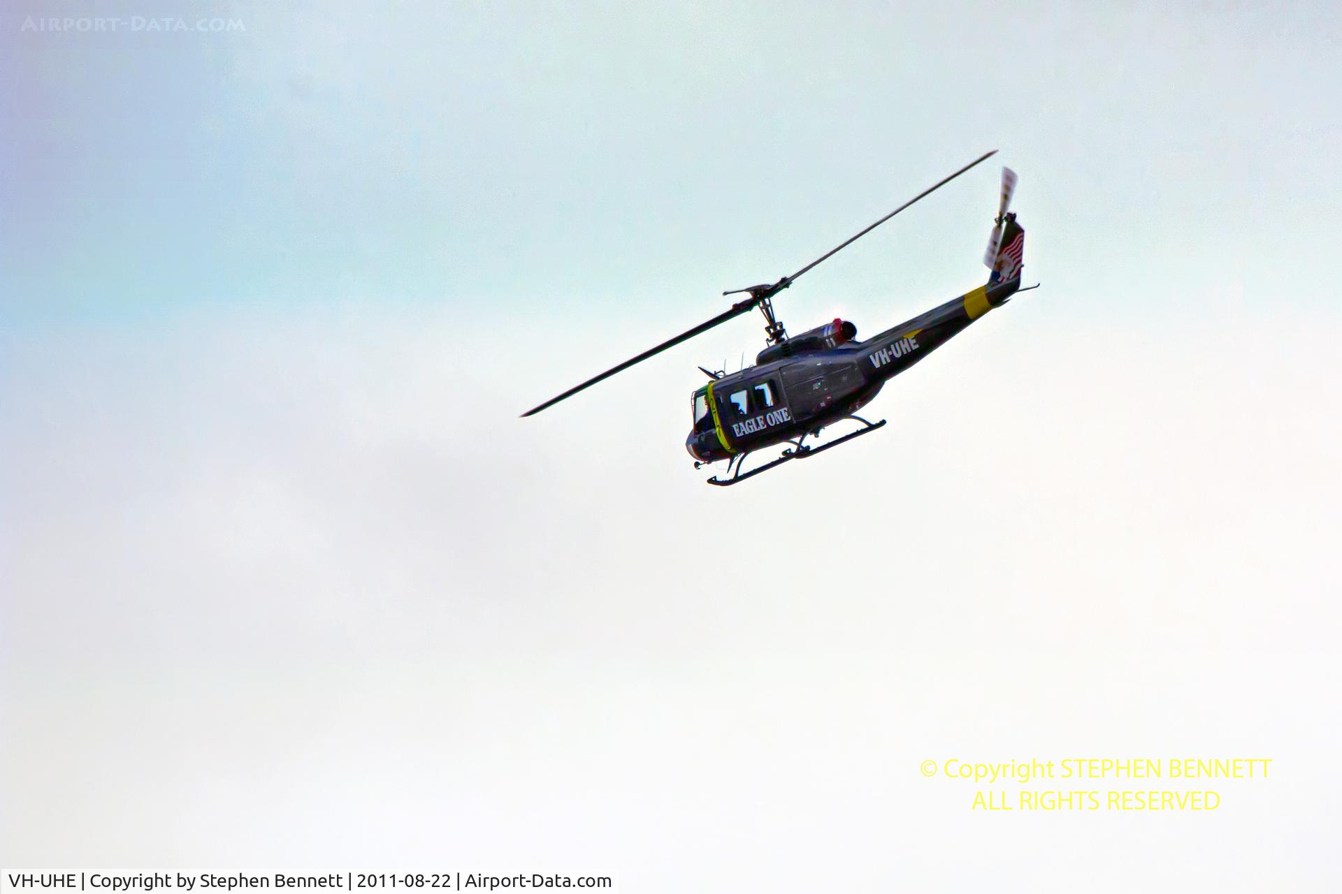 VH-UHE, 1966 Bell UH-1H Iroquois C/N 5995, Banking in an early morning sky above Tuggerah NSW, Australia