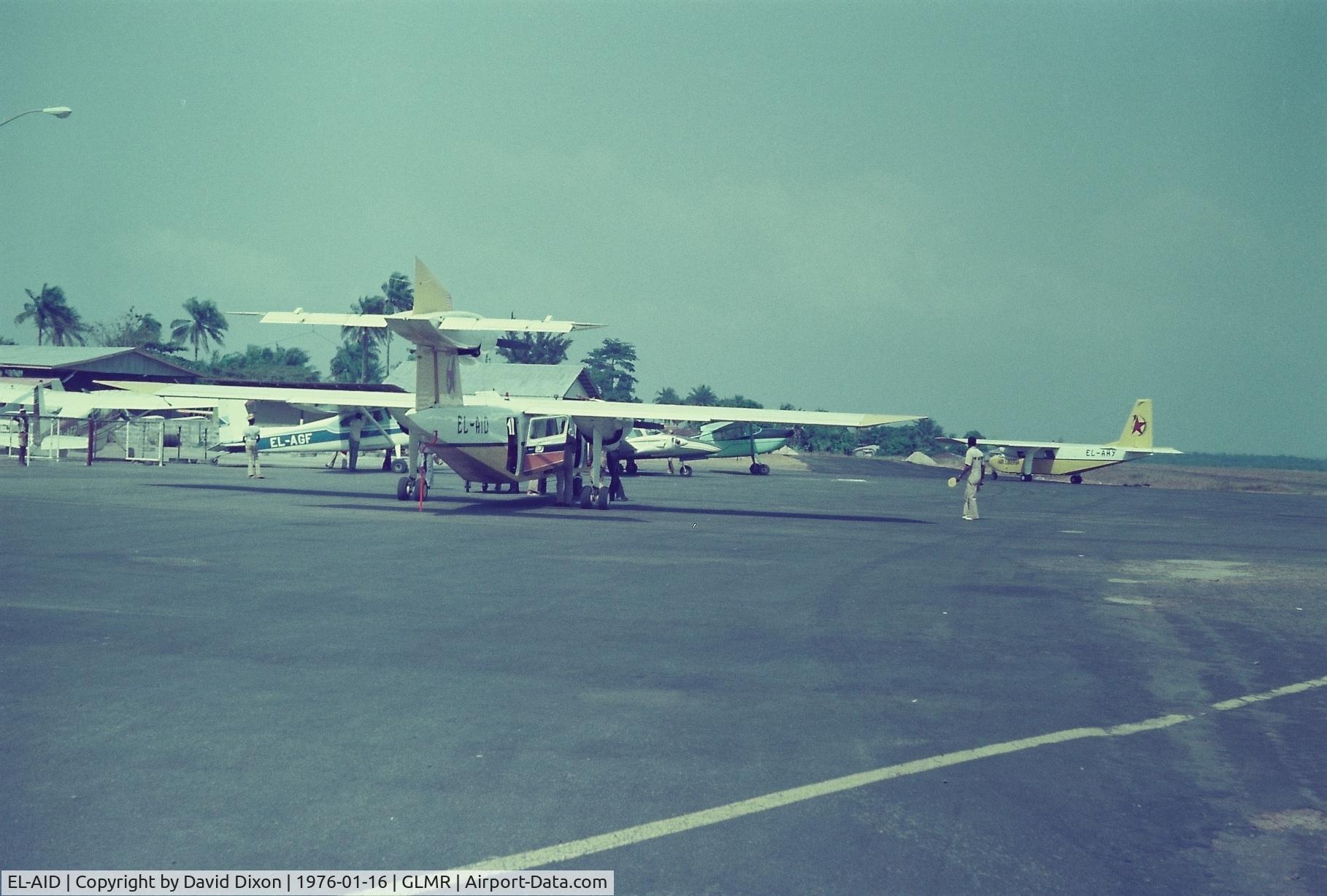 EL-AID, 1975 Britten-Norman BN-2A Mk.III-2 Trislander C/N 1015, At Spriggs Payne Monrovia. BN2A Islander EL-AHY behind. These are 2 BN aircraft of 5 bought by Air Liberia. 3 x Islanders & 2 Trislanders. Interested to know fate of all. 
731 BN2A-9 EL-AHX del 25/3/75
733 BN2A-9 EL-AHY del 25/3/75
734 BN2A-9 EL-AHZ de